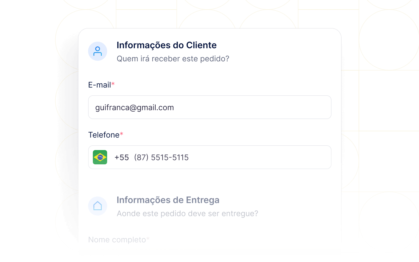 Informações sobre o cliente disponíveis no checkout do Cartpanda