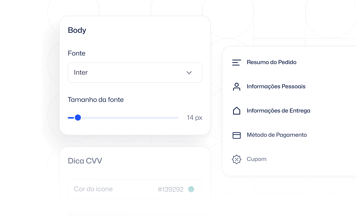 Componentes do editor de checkout